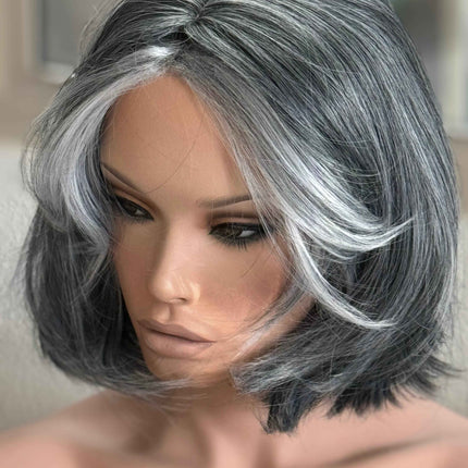 Tillstyle  grey layered wig /pale white ends/bangs