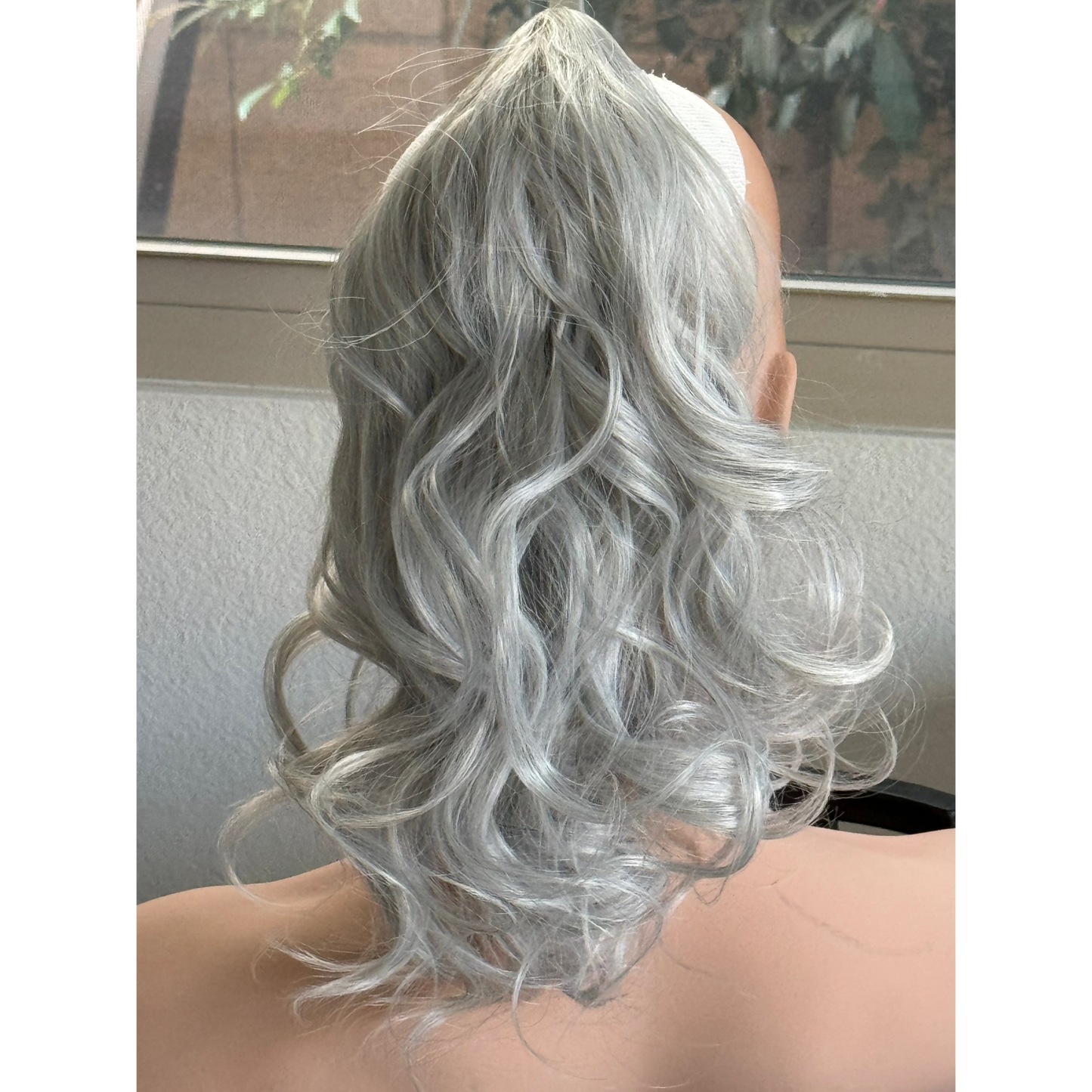 Tillstyle  white silver grey clip in ponytail claw clip pony tail