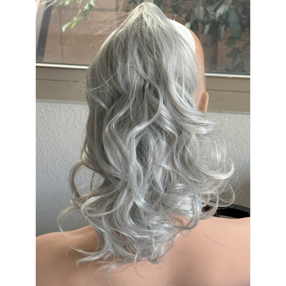 Tillstyle  white silver grey clip in ponytail claw clip pony tail