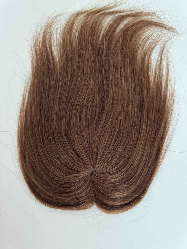 Tillstyle top hair piece 100%human hair medium brown clip in hair toppers for thinning crown/ widening part