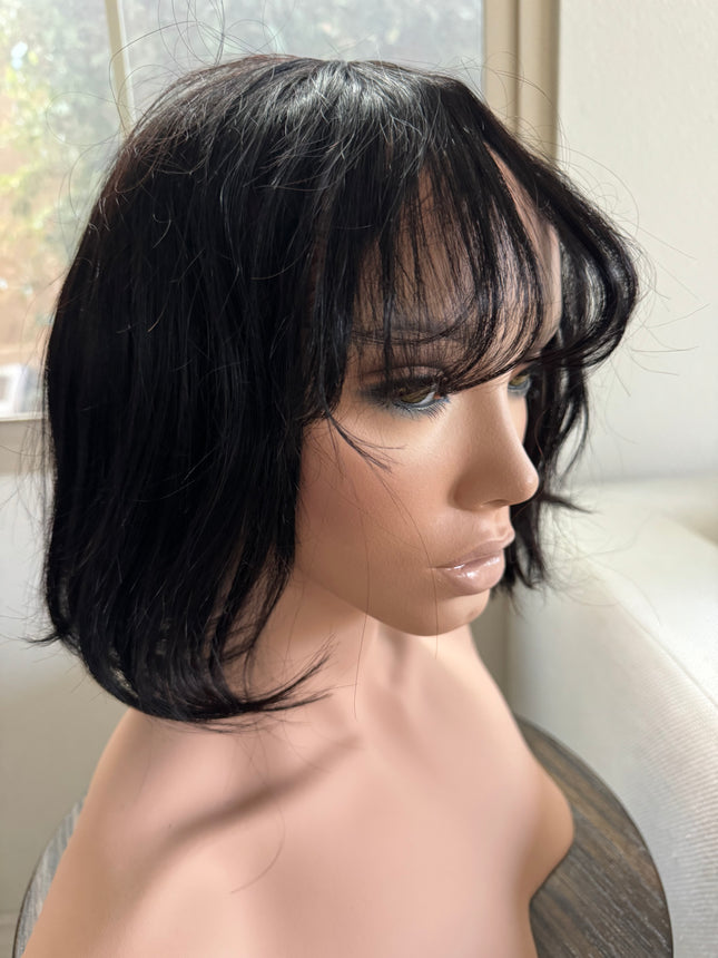 Short Bob wigs with bangs 100% human hair bob wigs glue-less middle part