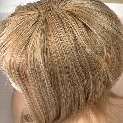 Blonde Synthetic hair toppers with bangs blonde