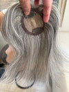 Tillstyle silver white Human Hair Toppers with bangs