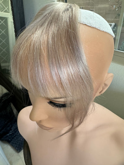 Tillstyle blonde grey clip in human hair bangs for women remy hair /alopecia