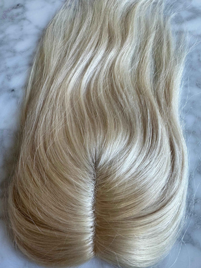 Tillstyle human hair toppers light blonde/100% real human hair light blonde mono mesh base