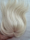 Tillstyle top hair piece 100%human hair bleach blonde  clip in hair toppers for thinning crown/ widening part
