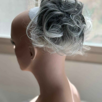 Tillstyle mid grey messy bun /creamy white ends