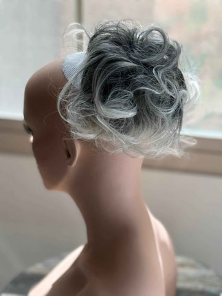 Tillstyle mid grey messy bun /creamy white ends