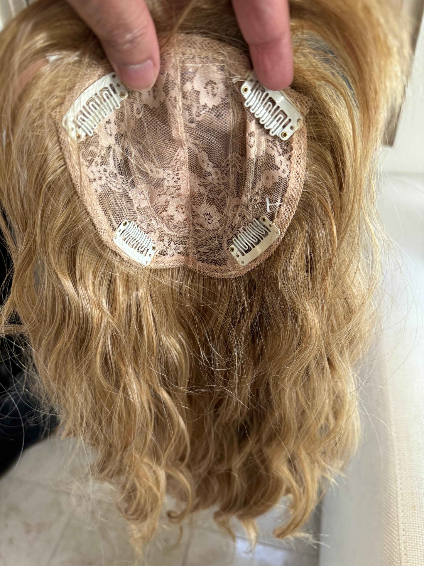 Till style  copper blonde hair toppers for women  /butterfly bangs loose body wave