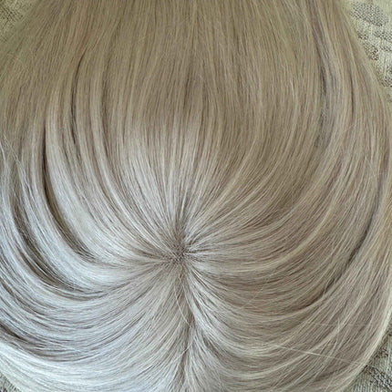 White blonde  /ice blonde virgin human hair topper base 3 x 5 mono mesh base clip in hair extensions