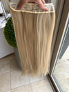 Till style ash blonde with brown highlights long straight hair extensions clip in