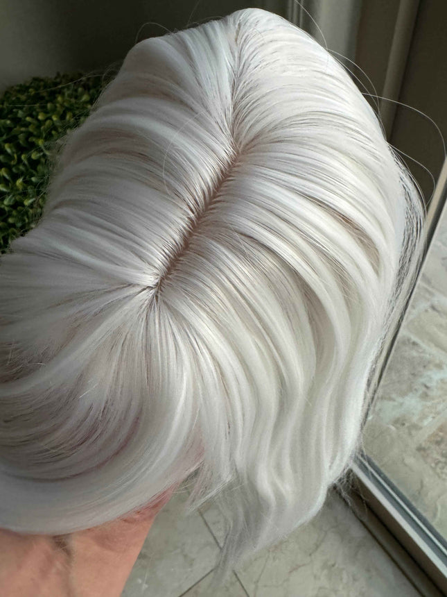 Tillstyle white hair topper with bangs