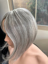 Tillstyle silver white Human Hair Toppers with bangs