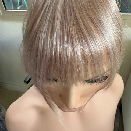 Tillstyle blonde grey clip in human hair bangs for women remy hair /alopecia