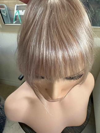 Tillstyle blonde grey clip in human hair bangs for women remy hair /alopecia