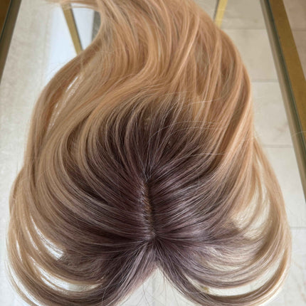 Tillstyle  blonde with brown roots hair toppers with butterfly bangs