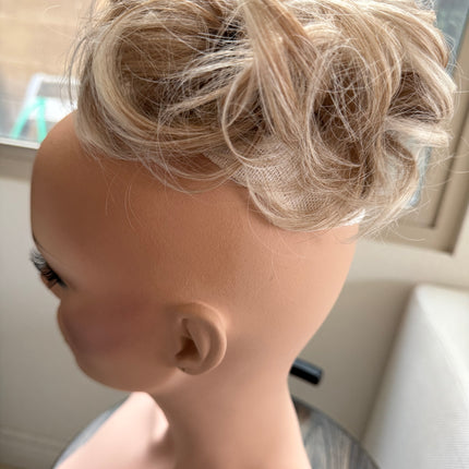 Tillstyle  white brown ash messy hair bun curly hair bun creamy ends