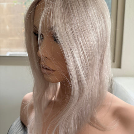 Tillstyle  blonde Grey human  Hair Toppers for women Thinning Crown short hair