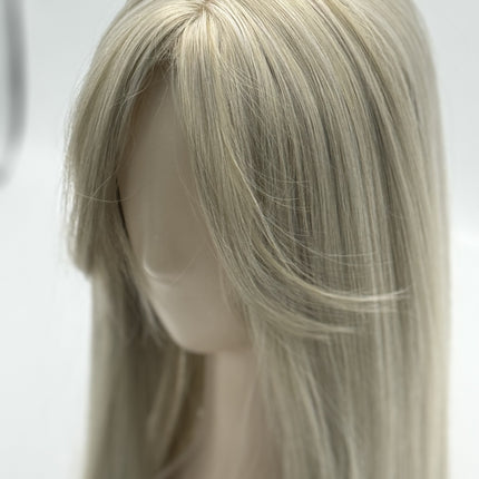 Till style blonde grey hair toppers for women  with butterfly bangs