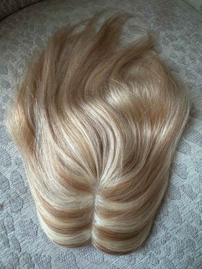 Tillstyle 100% platinum blonde Human Hair Toppers for women ash brown Highlighted bleach Blonde