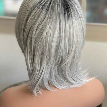 Tillstyle silver with dark roots wig with bangs