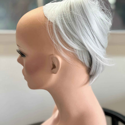 Tillstyle silver white straight hair bun