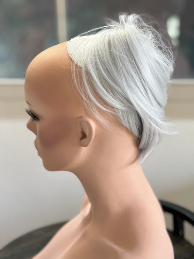 Tillstyle silver white straight hair bun