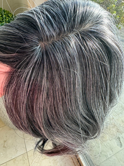 Till style medium grey hair toppers for women with bangs