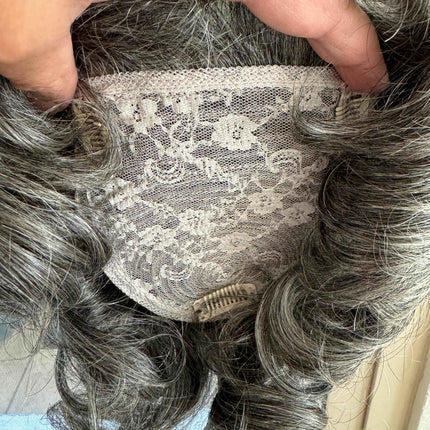 Tillstyle curly grey  Human Hair Toppers for women/ bangs