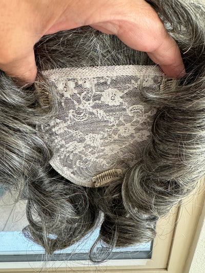 Tillstyle curly grey  Human Hair Toppers for women/ bangs