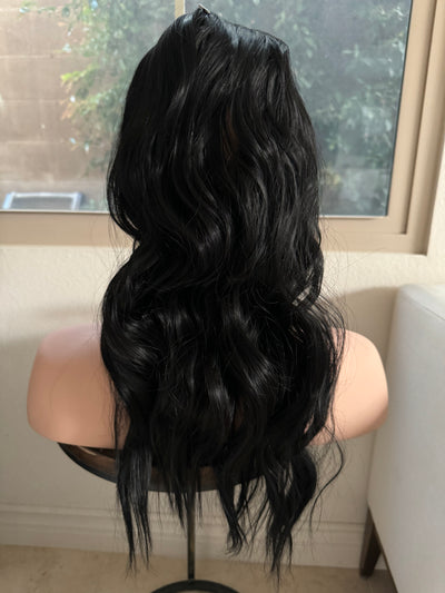 Till style black brown loose body wave invisible wire hair extensions