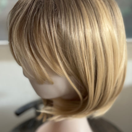 Tillstyle Blonde bob wig with bangs  ombre blonde short hair wigs for women