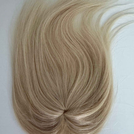 Tillstyle top hair piece 100%human hair light blonde #60clip in hair toppers for thinning crown