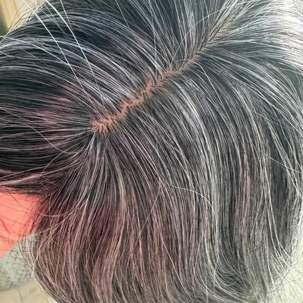 Till style medium grey hair toppers for women with bangs