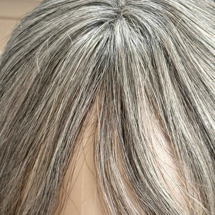 Tillstyle white silvergrey Human Hair Toppers with bangs