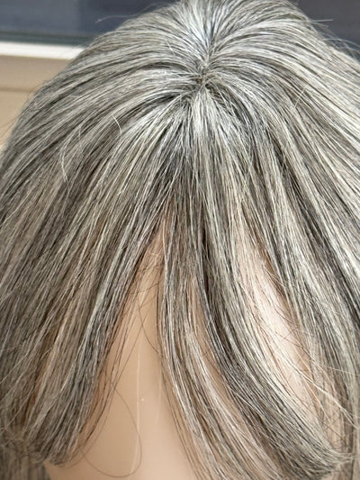 Tillstyle white silvergrey Human Hair Toppers with bangs
