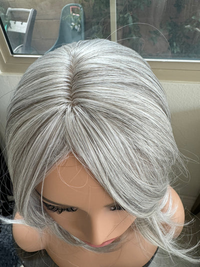 Till style silver white hair toppers for women / bangs
