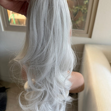 Tillstyle  white silver grey loose body wave clip in ponytail