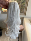 Tillstyle  white silver grey loose body wave clip in ponytail