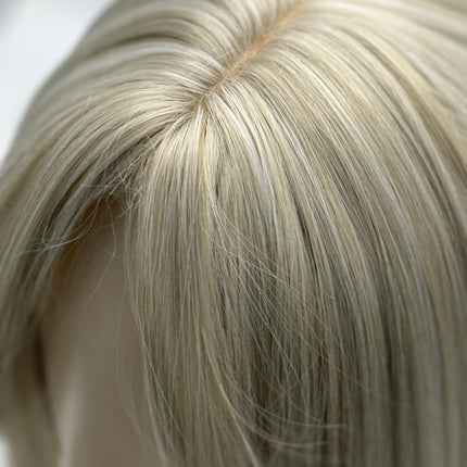 Till style blonde grey hair toppers for women  with butterfly bangs