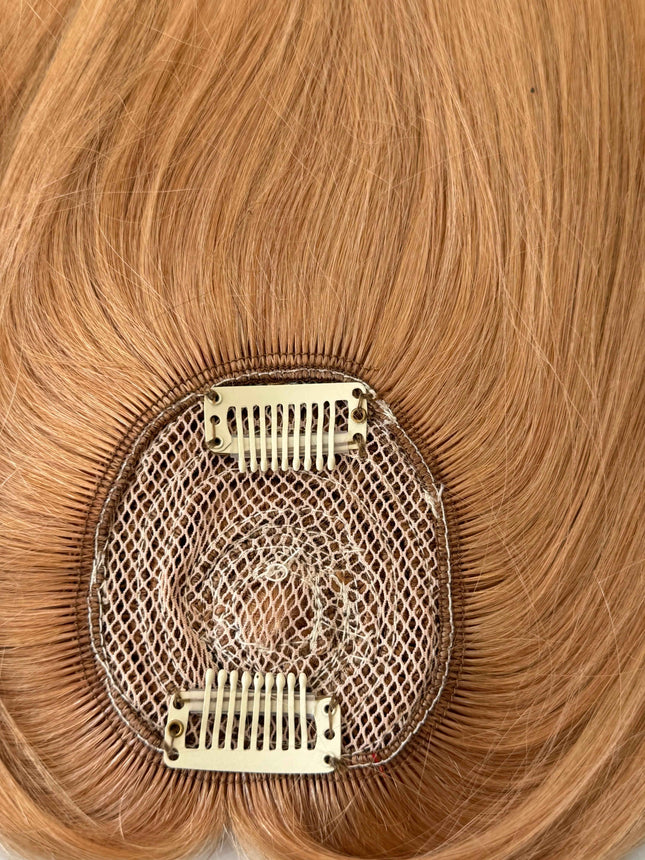 Tillstyle top hair piece 100%human hair honey blonde clip in hair toppers for thinning crown