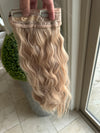 Till style loose body wave invisible wire hair extensions  ombre blonde