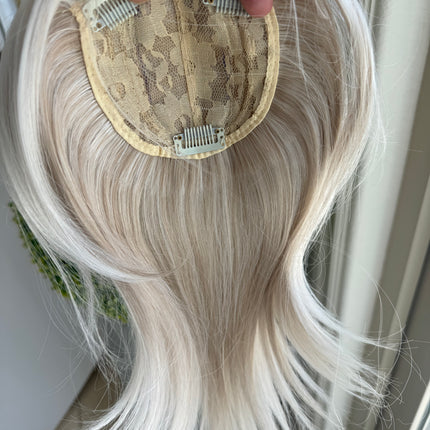 Till style white with ash blonde highlights hair toppers for women real part