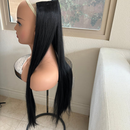 Till style black long straight hair extensions with /clip in hair extensions