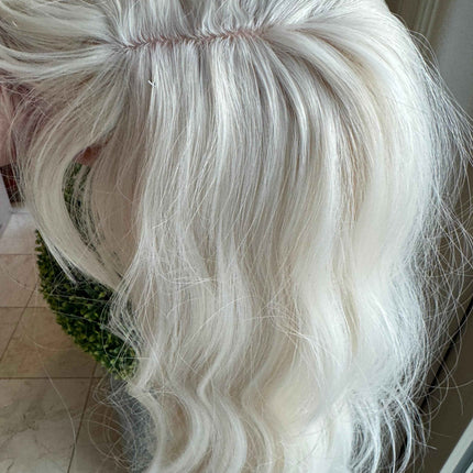 Till style creamy white hair toppers for women  with bangs loose body wave