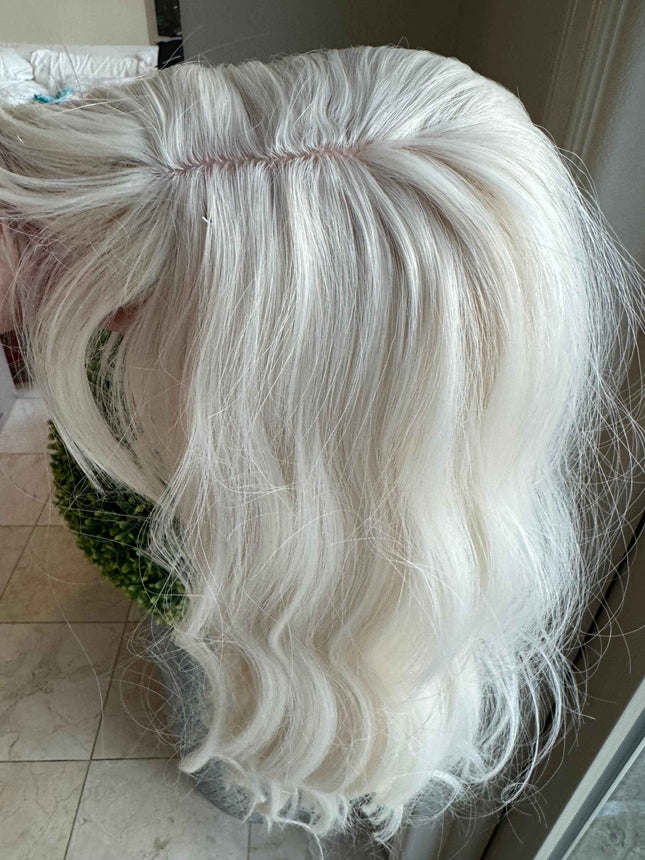 Till style creamy white hair toppers for women  with bangs loose body wave