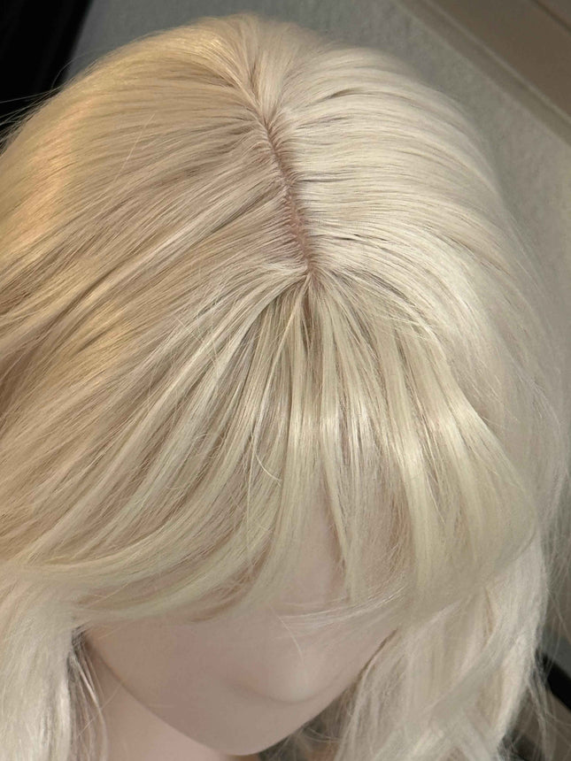 Till style  platinum blonde hair toppers for women  /butterfly bangs