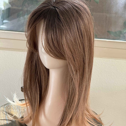 Tillstyle highlighted brown hair toppers with bangs