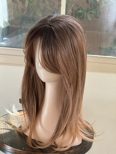 Tillstyle highlighted brown hair toppers with bangs