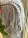 Tillstyle white silver grey wig for women loose body wave layered short wig bob wig